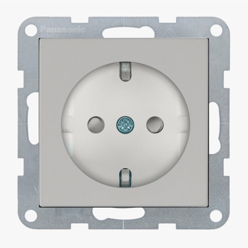 Priza simpla cu impamantare, protectie copii, 16A, IP20, Sandstone, Panasonic Karre Plus 55 Soft Touch [1]- savelectro.ro