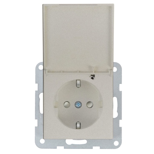 Priza simpla cu impamantare si capac, protectie copii, 16A, IP20, Bronz, Panasonic Karre Plus 55