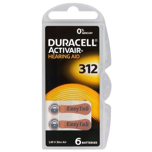 Set 6 baterii pentru aparat auditiv Duracell Activair PR312/PR41
