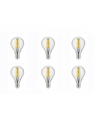 Set 6 becuri led sferice E14, 4W (35 W), 400lm, lumina calda, GTV