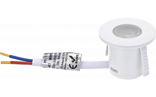 Spot LED pentru mobilier, 1W, rotund, lumina calda (3000K), alb, 60lm, IP20