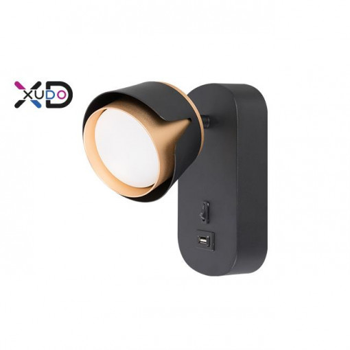 Spot Xudo, 1xGX53, orientabil, USB 5V 2A, auriu+negru