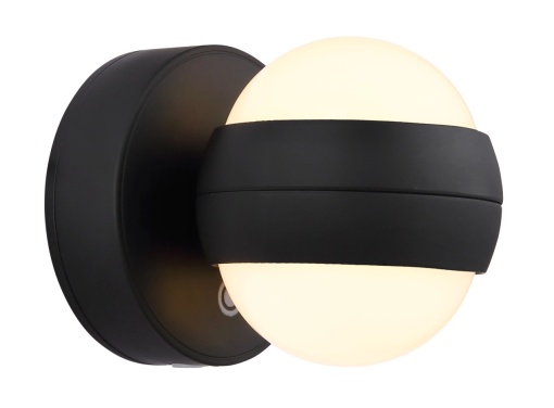 Aplica LED rotunda Randi, 1.4W, 90 lm, lumina calda (3000 K), IP20, negru mat/opal, Globo Lighting
