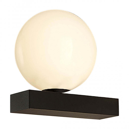 Aplica LED RUBY, metal, sticla, negru mat, alb opal, 1 bec, 5W, 280 lm, lumina neutra (4000K), 146011, Klausen