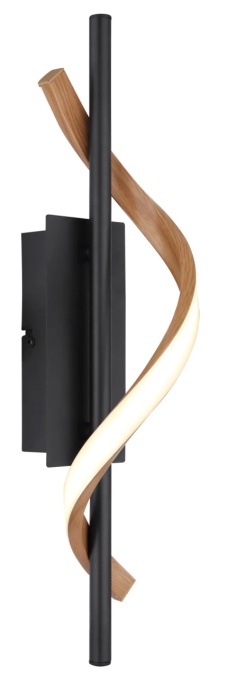 Aplica LED WATKINS, 12.5W, lumina calda(3000 K), 600 lm, negru/opal/lemn, IP20, Globo Lighting