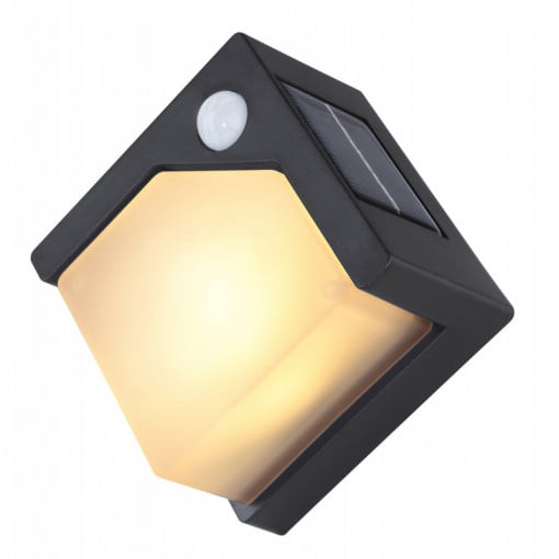 Aplica solara pentru exterior, cu senzor de miscare, lumina calda(3000 K), neagra, protectie IP44, Globo Lighting [1]- savelectro.ro