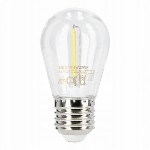 Bec LED 1W(10W) Kobi, filament, dulie E27, lumina calda(2700 K), 55 lm