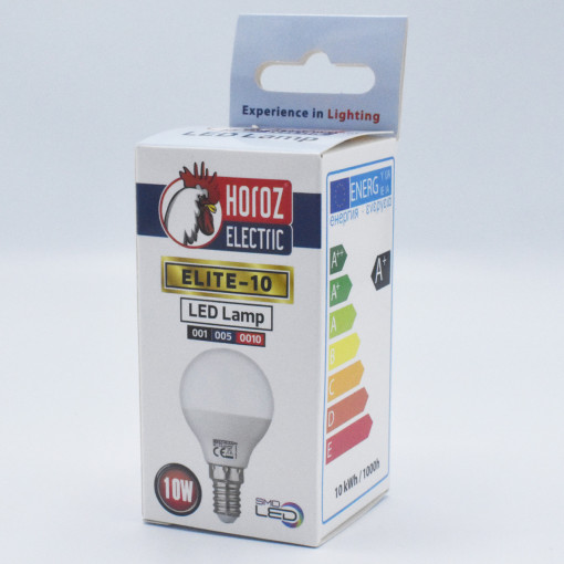 Bec led E14 sferic, 10W (90W), 1000 lm, lumina rece (6400K), Horoz Electric