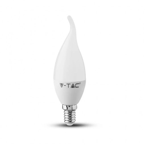 Bec led flacara 4W (30W), E14, C37T, 320lm, lumina naturala(4000K), opal, V-TAC