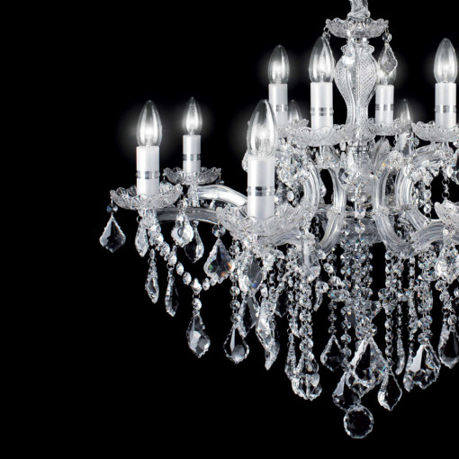 Candelabru FLORIAN SP12, metal, cristale, crom, 12 becuri, dulie E14, 035604, Ideal Lux