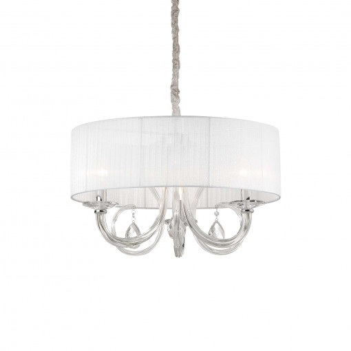 Candelabru SWAN, metal, sticla, alb, 3 becuri, dulie E14, 035840, Ideal Lux
