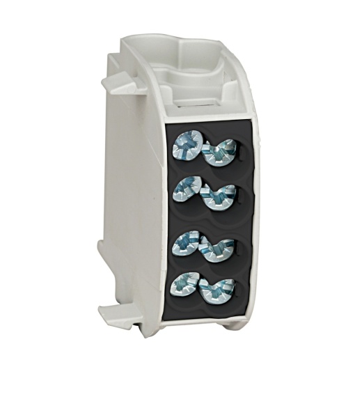 Clemă derivaţie, 25mmp, 1P, 4 pct conectare, negru