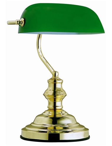 Lampa de birou alama sticla verde, 1 bec, dulie E27, Globo 2491