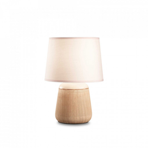 Lampa de birou KALI'-2 TL1, ceramica, textil, alb, maro, 1 bec, dulie E14, 245331, Ideal Lux