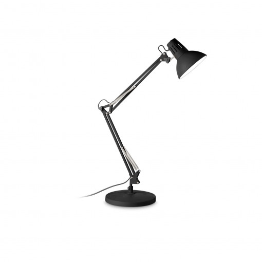 Lampa de birou Wally 265278, cu intrerupator, orientabil, 1xE27, neagra, IP20, Ideal Lux