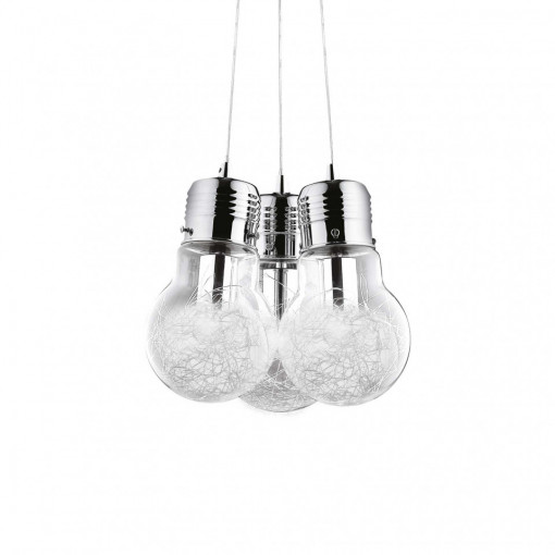 Pendul Luce Max 081762, 3xE27, crom+transparent, IP20, Ideal Lux