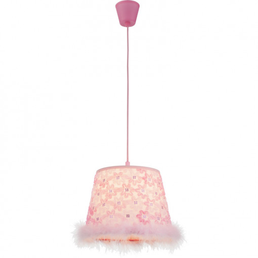 Pendul roz, textil, D: 300, 1 bec, dulie E27, 15720, Globo