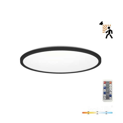 Plafoniera LED Nivera rotunda cu senzor de miscare si lumina 24W, 2280lm, IP54, lumina calda/neutra/rece, neagra, Kobi