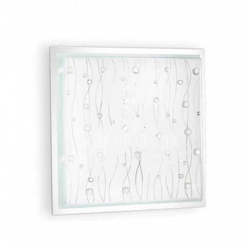 Plafoniera OCEAN PL3, metal, sticla, alb, transparent, 3 becuri, dulie E27, 081441, Ideal Lux