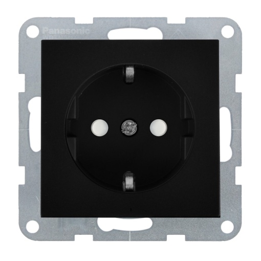 Priza simpla cu impamantare, protectie copii, 16A, IP20, Negru, Panasonic Karre Plus 55