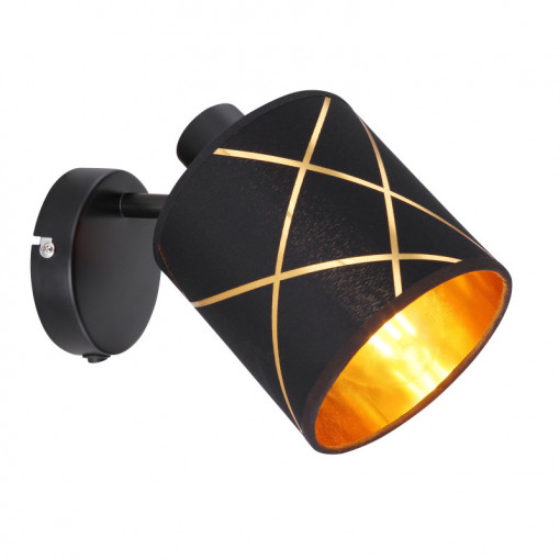 Spot Bemmo 15431-1, cu intrerupator, 1xE27, negru mat+auriu, IP20, Globo Lighting