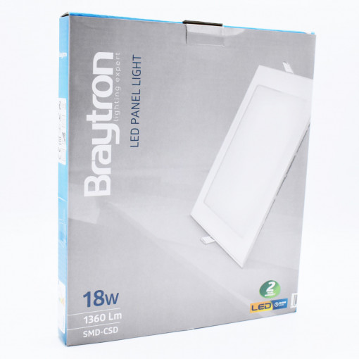 Spot LED BP02-31810, patrat, incastrat, 18W, 1360lm, lumina neutra, IP20, alb, Braytron