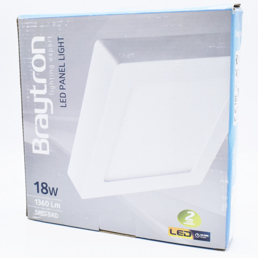 Spot LED BP04-31810, patrat, 18W, 1360lm, lumina neutra, IP20, alb, Braytron