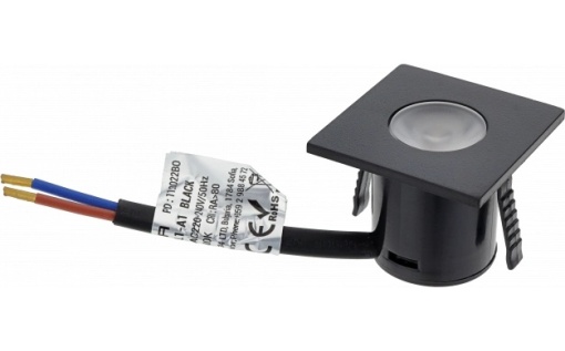 Spot LED pentru mobilier 1W, patrat, negru, lumina calda (3000K), IP20, 60lm