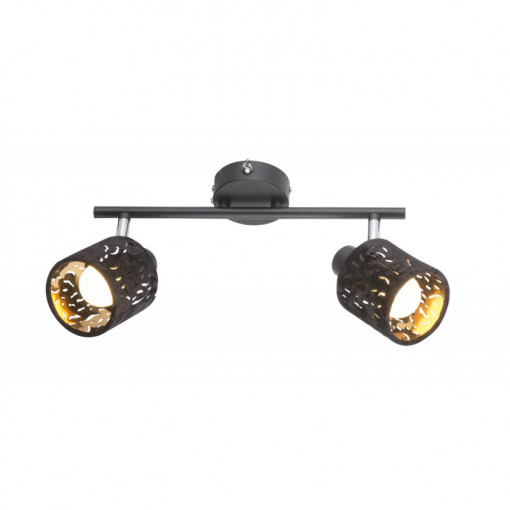 Spot Troy 54121-2, 2xE14, negru+crom+auriu, IP20, Globo Lighting