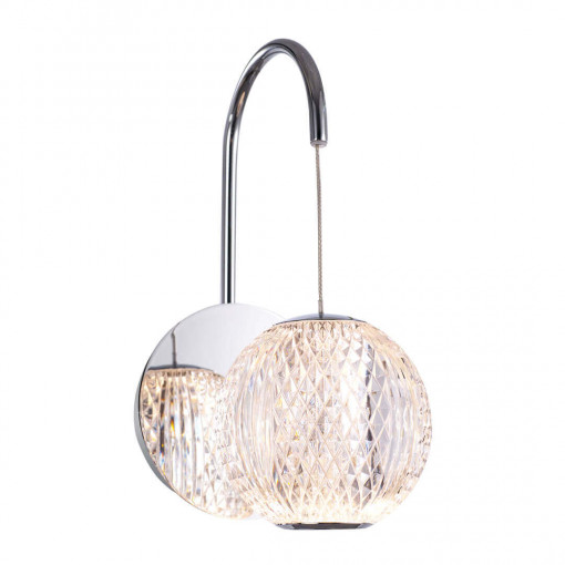 Aplica LED ESMOND AP1, metal, acril, crom, transparent, 1 bec, 5.5W, 240 lm, lumina calda (3200K), 141013, Klausen