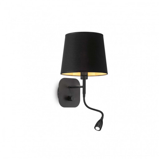 Aplica LED NORDIK AP2, metal, textil, negru, 40W, 55 lm, lumina calda (3000K), 158242, Ideal Lux