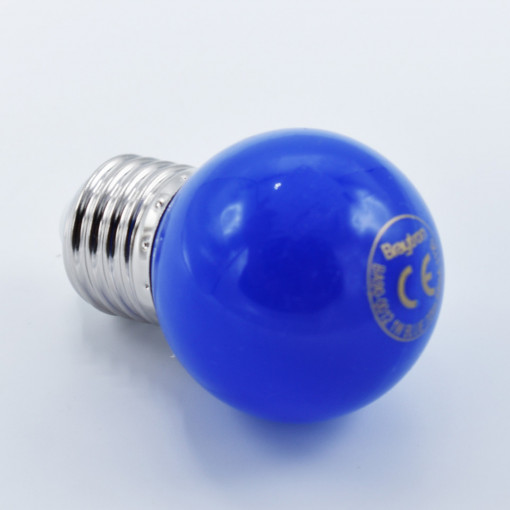 Bec led 1W (10W) albastru, E27, 70lm, lumina albastra, opal, Braytron