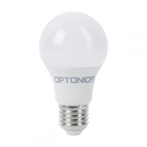 Bec LED Optonica, 9W(54W), A60, E27, 820 lm, lumina rece (6000K), opal, clasa energetica F