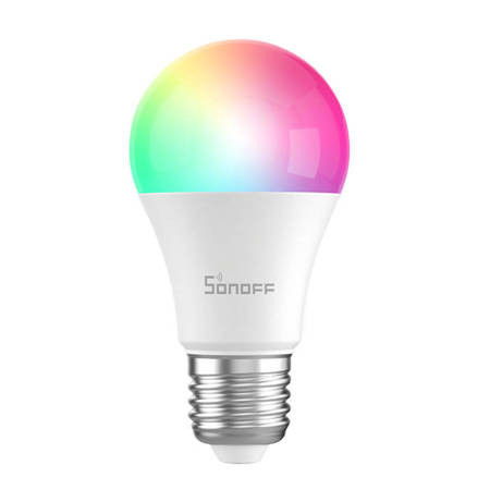 Bec LED smart RGBW, forma A60, Wi-Fi, dulie E27, 9W (60W), 806 lm, temperatura lumina reglabila (2700K-6500K), compatibil Google Assistant/Alexa/Siri, Sonoff