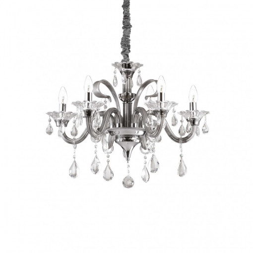 Candelabru COLOSSAL SP6, metal, cristal, gri, 6 becuri, dulie E14, 081502, Ideal Lux