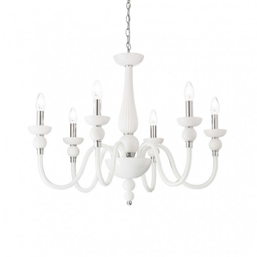 Candelabru Doge 113678, 6xE14, crom+alb, IP20, Ideal Lux [1]- savelectro.ro