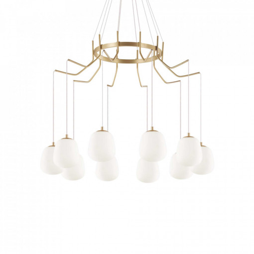 Candelabru KAROUSEL SP10, metal, sticla, maro, 10 becuri, dulie G9, 206394, Ideal Lux