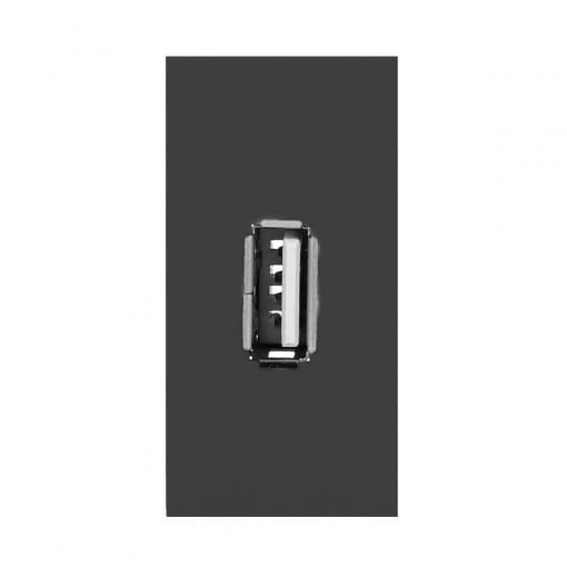 Conector USB, 1 modul, pentru prizele de blat Orno Norgen, negru
