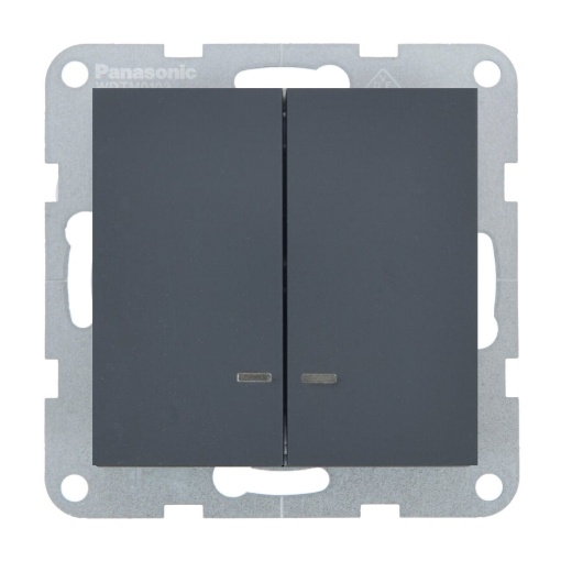 Intrerupator dublu cu led 10A, IP20, Night, Panasonic Karre Plus 55 Soft Touch [1]- savelectro.ro