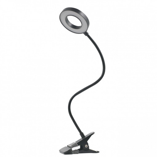 Lampa de birou LED Flex, cu intrerupator, orientabila, 8W, 790lm, lumina calda, neutra, rece, neagra, IP20, Klausen