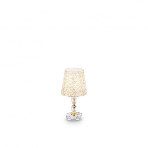 Lampa pentru birou QUEEN, metal, textil, alb, auriu, 1 bec, dulie E27, 077734, Ideal Lux