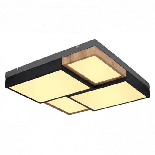 Plafoniera LED Gundi 67286-50, 50W, 3000lm, lumina calda, IP20, neagra+gri, Globo Lighting