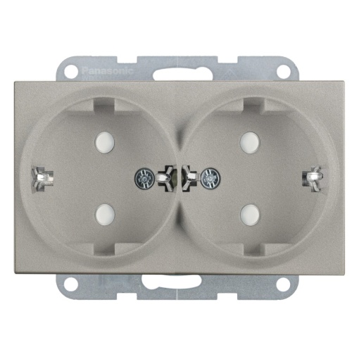 Priza dubla cu impamantare, protectie copii, 16A, IP20, Bronz, Panasonic Karre Plus 55