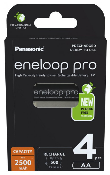 Set 4 acumulatori R6 AA Panasonic Eneloop Pro, capacitate 2500mAh