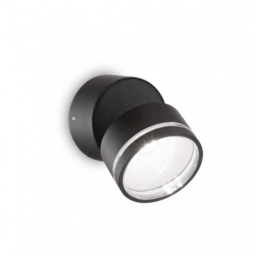Spot de exterior LED OMEGA AP rotund, sticla, negru, 7W, 650 lm, lumina neutra (4000K), 285504, Ideal Lux