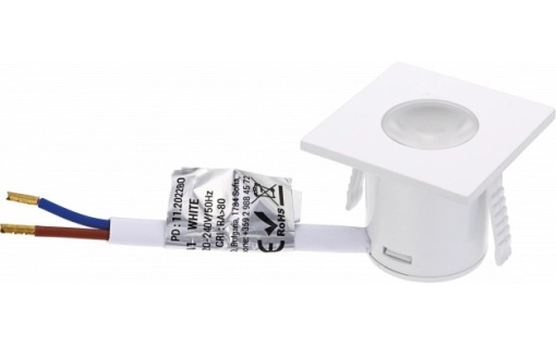 Spot LED pentru mobilier 1W, patrat, alb, lumina calda (3000K), IP20, 60lm