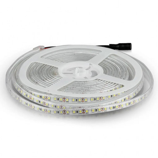 Banda led SMD 3528 V-TAC, lumina rece(6400K), 8W/m, 800lm/m, 120 leduri/m, 12V, IP65 [1]- savelectro.ro