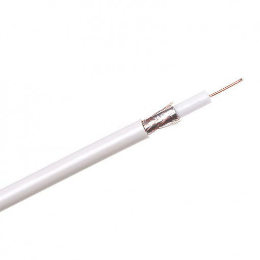 Cablu Coaxial Cu+Cu, 75 ohm, alb