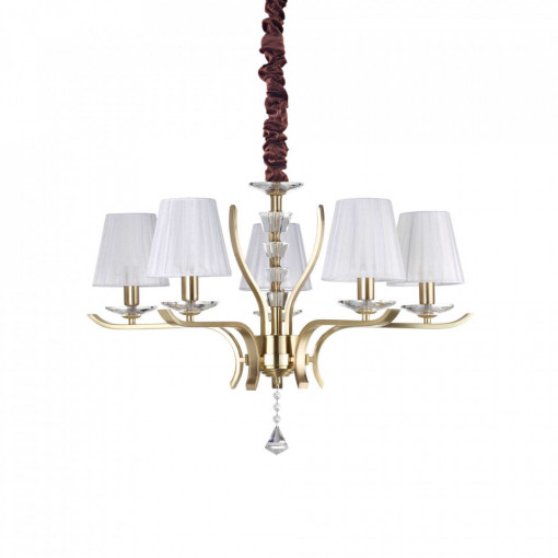 Candelabru PEGASO SP5, metal, textil, otel satinat, 5 becuri, dulie E14, 197722, Ideal Lux