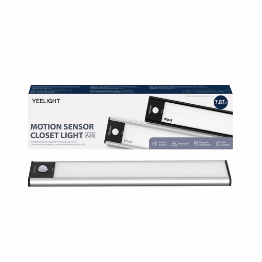 Corp led pentru dulap cu senzor de miscare si acumulator, 1.2 W, lumina calda(2700K), argintiu, Yeelight